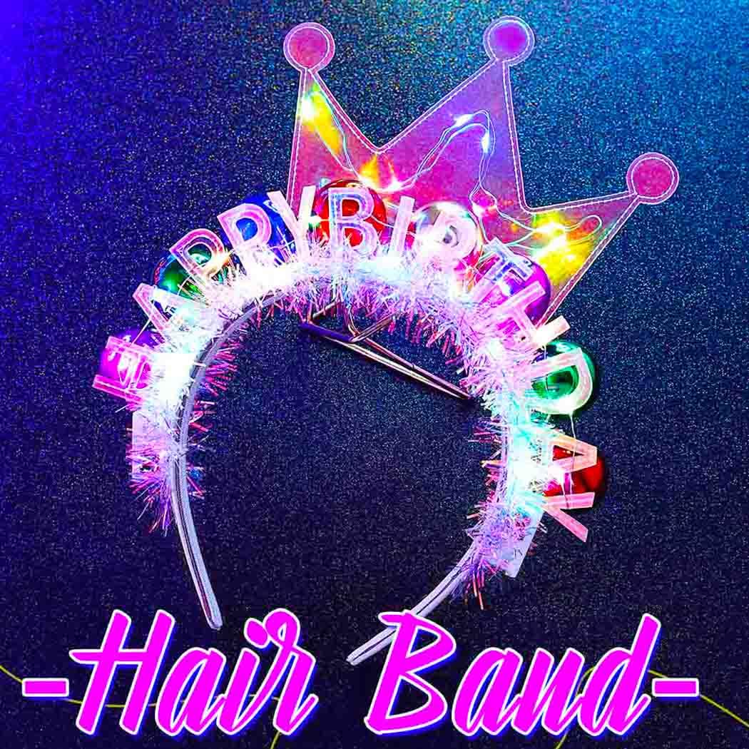 Zoestar light-up birthday crown headband worn on head for confident celebration styling.