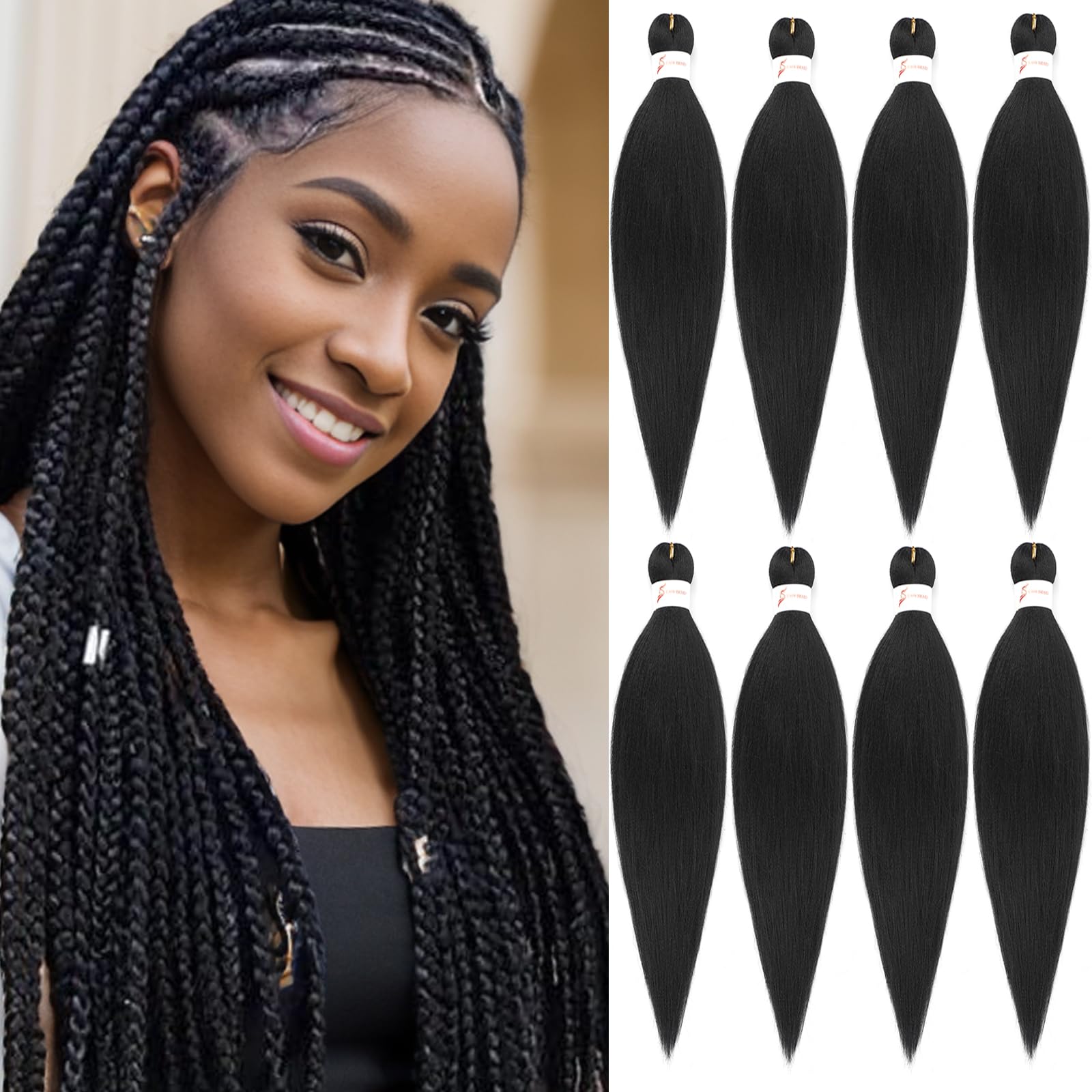 Zoewan braiding hair pre stretched 18inch eight packs ready to braid for lasting styles