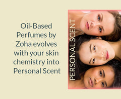 Zoha SandalWood roll-on close-up highlighting portable fragrance on skin.
