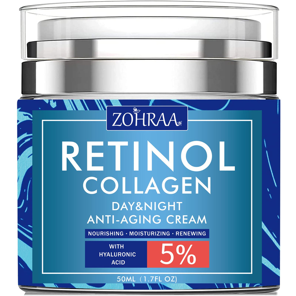 ZOHRAA retinol cream bottle pour shows easy-dispense packaging for daily use