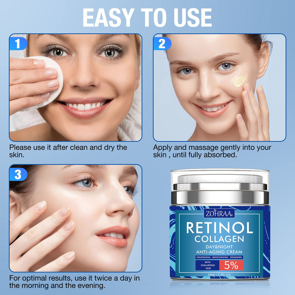 ZOHRAA retinol cream for daytime application demonstrates quick-absorb formula