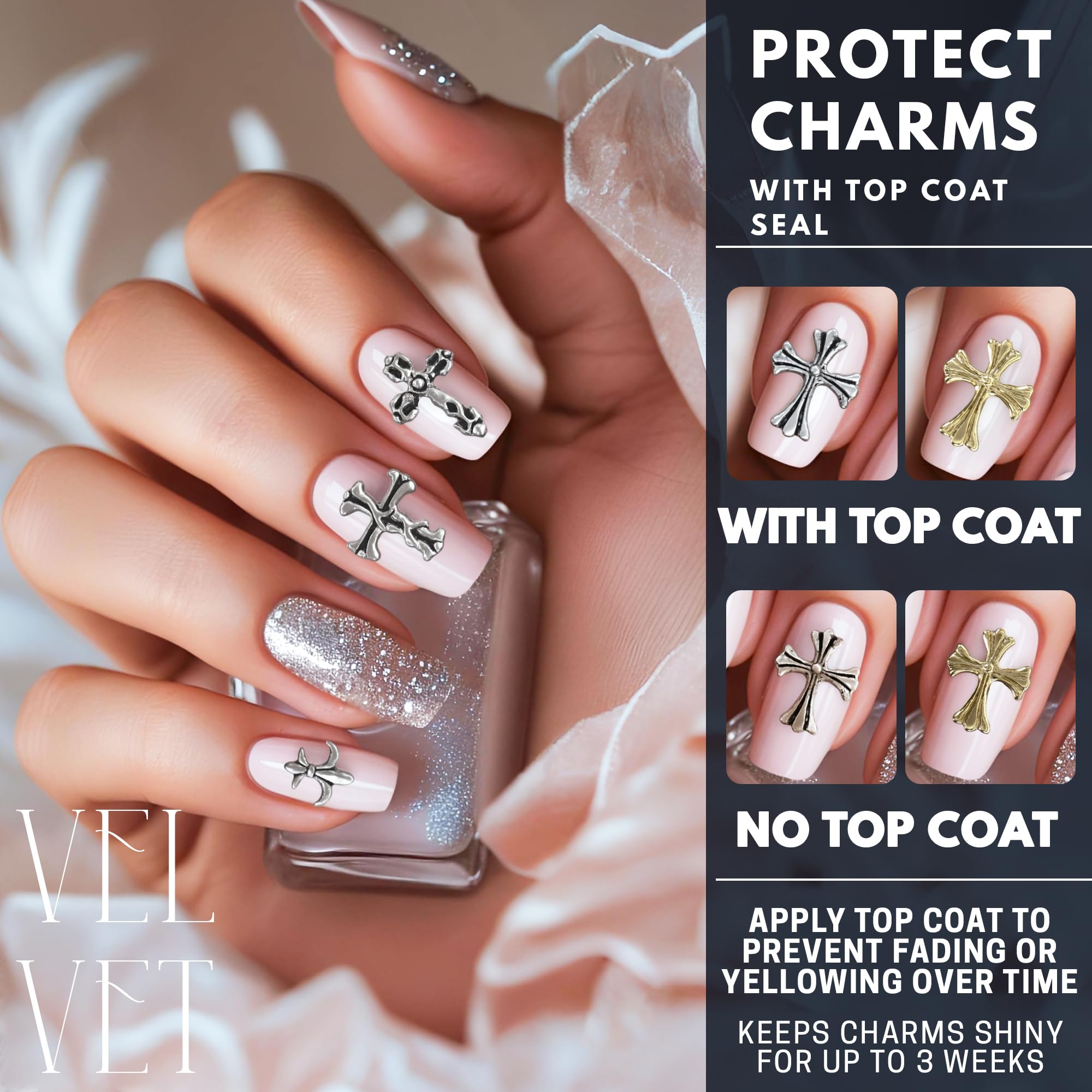 ZOKLU versatile charms for nails, phones, and crafts with metallic style.