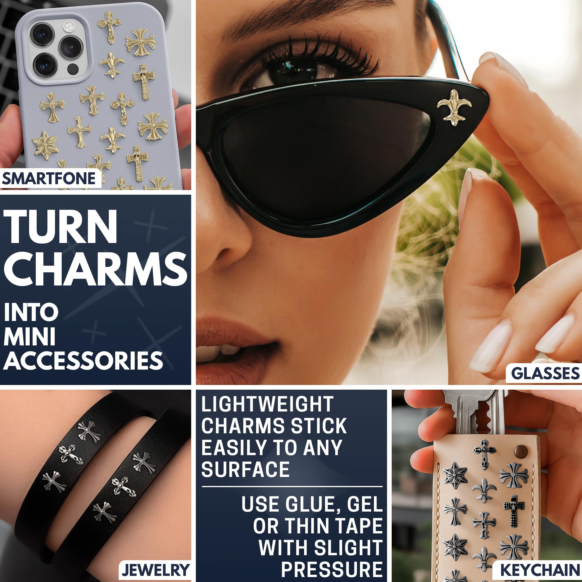 ZOKLU cross charms are easy to glue and LED/UV cure.