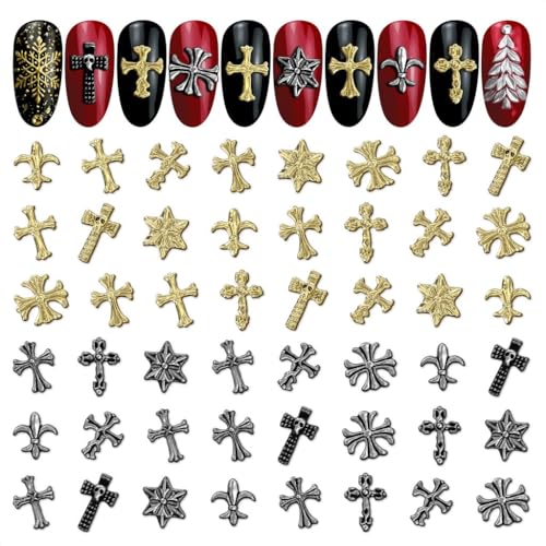 ZOKLU silver and gold cross nail charms 240-pcs pack for standout holiday manicures.