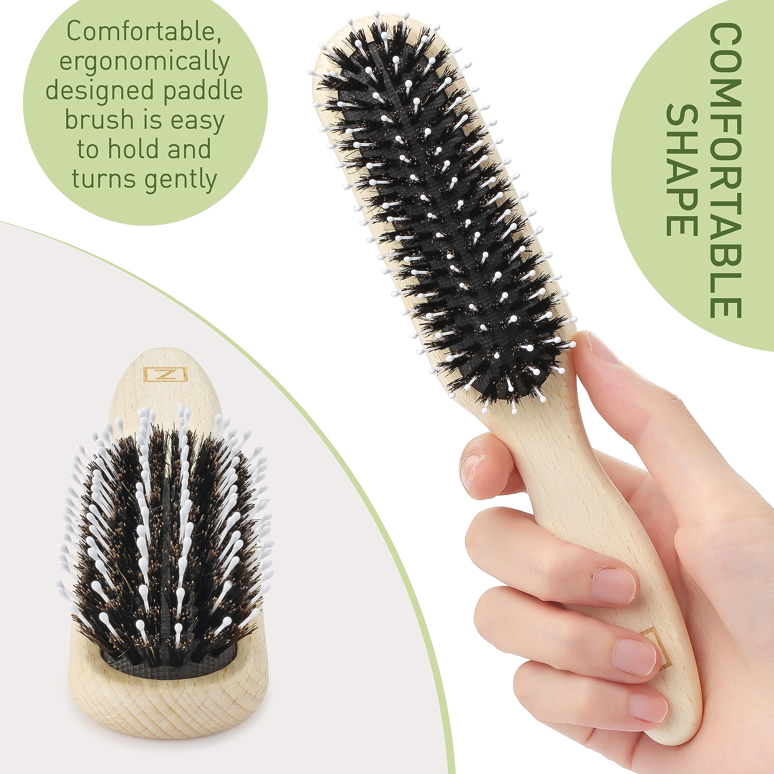 Zollo black boar hairs sustainably sourced close-up highlights natural moisture balance.