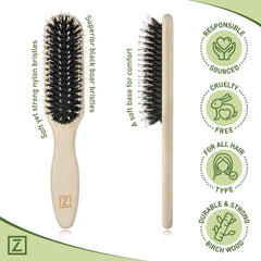 Zollo long paddle brush birch wood handle supports durable, comfortable styling.