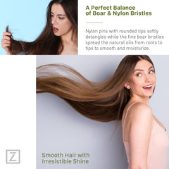 Zollo boar bristles move oils from roots to tips for smoothness