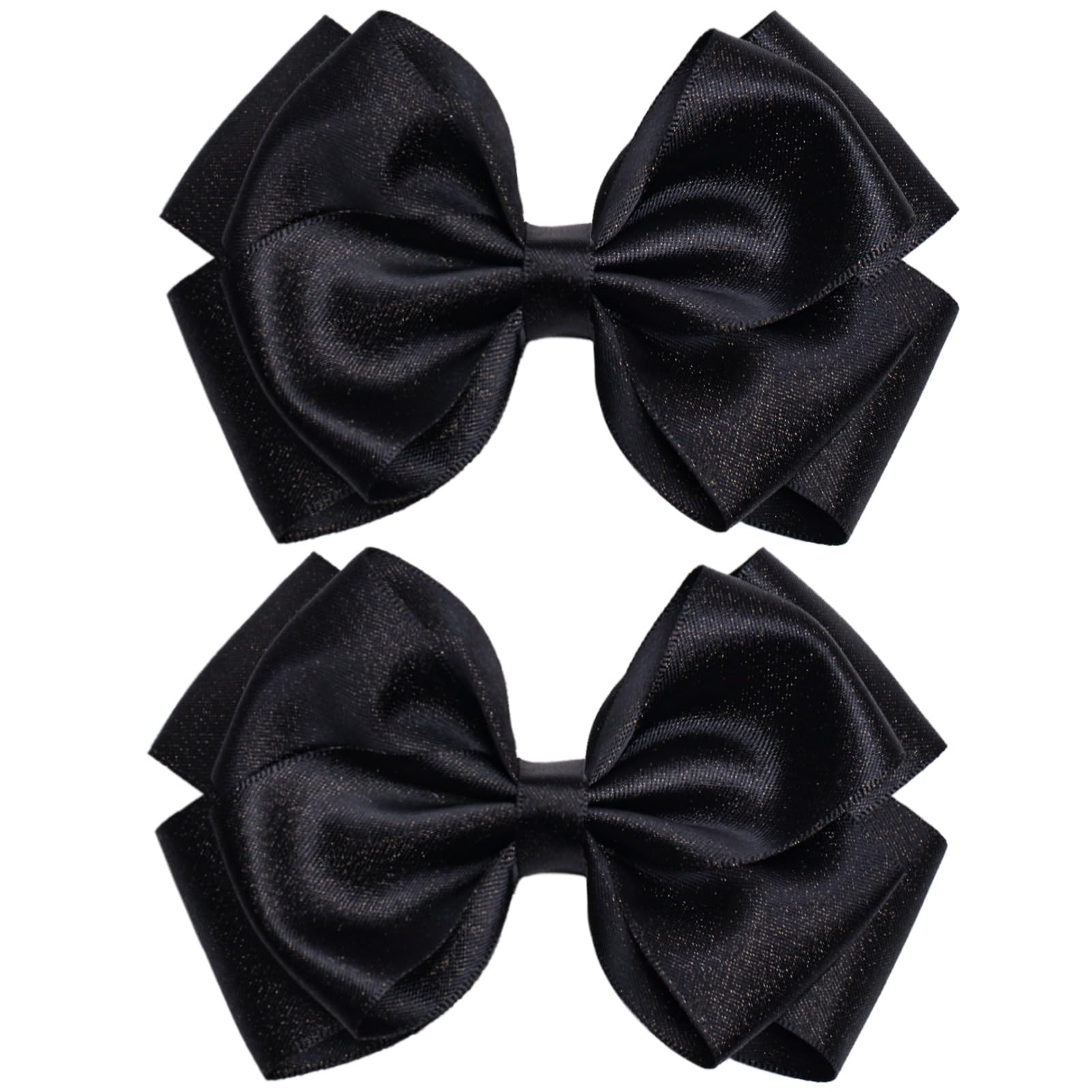 Zolyco 4.5-inch black satin bow clip close-up showing premium texture for girls.