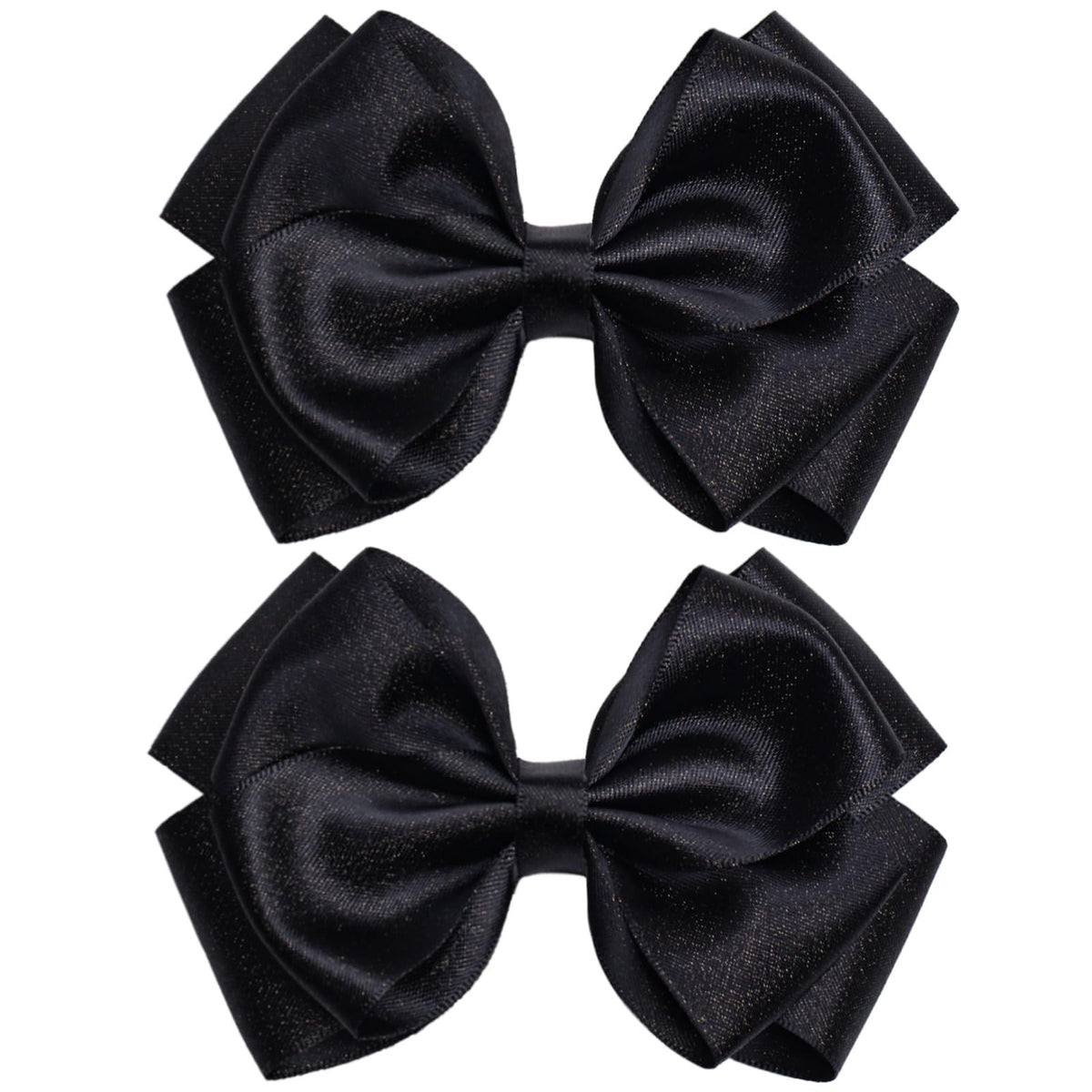 Zolyco 4.5-inch black satin bow clip close-up showing premium texture for girls.