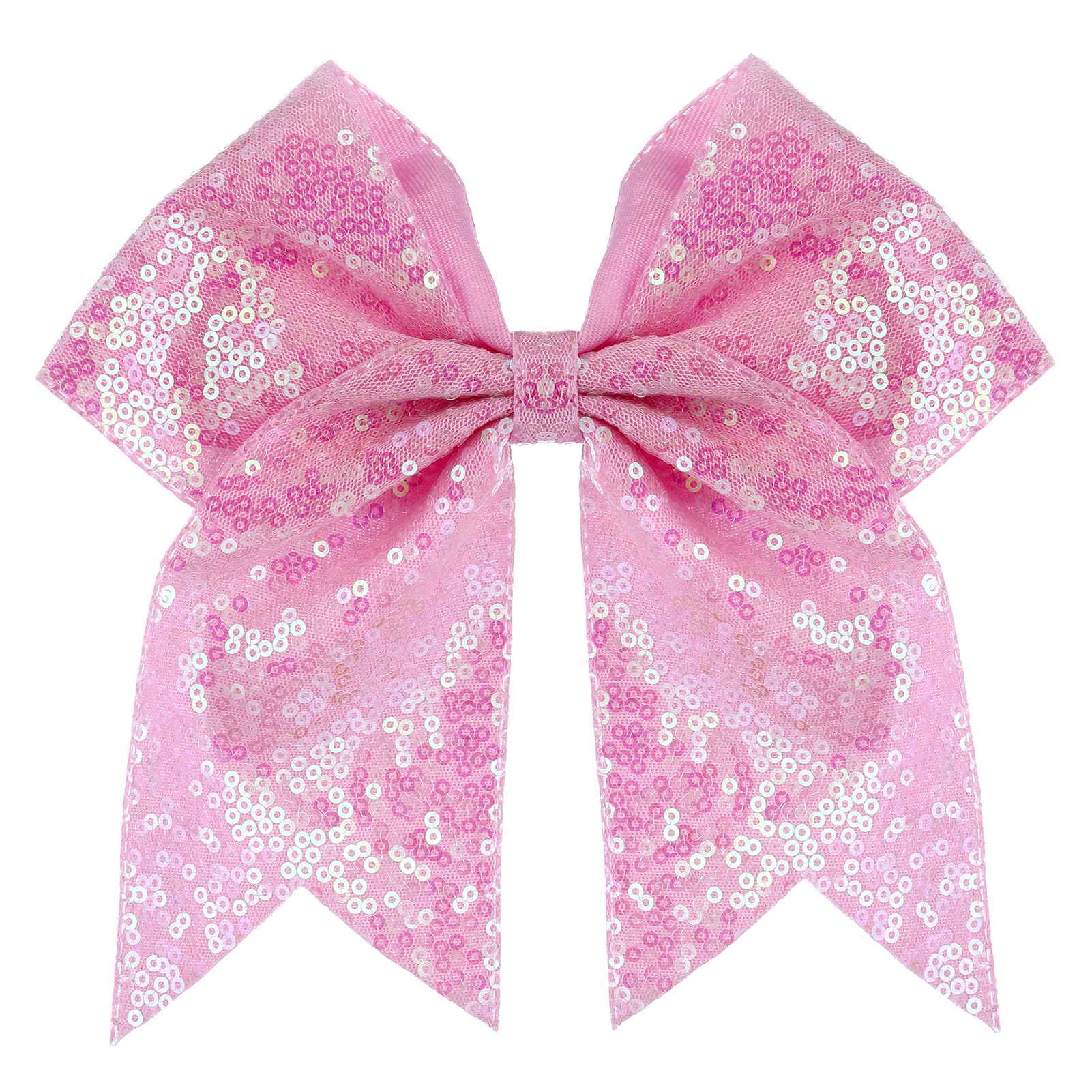 Zolyco large glitter cheer bow pink closeup highlighting sparkling sequin detail for bold style