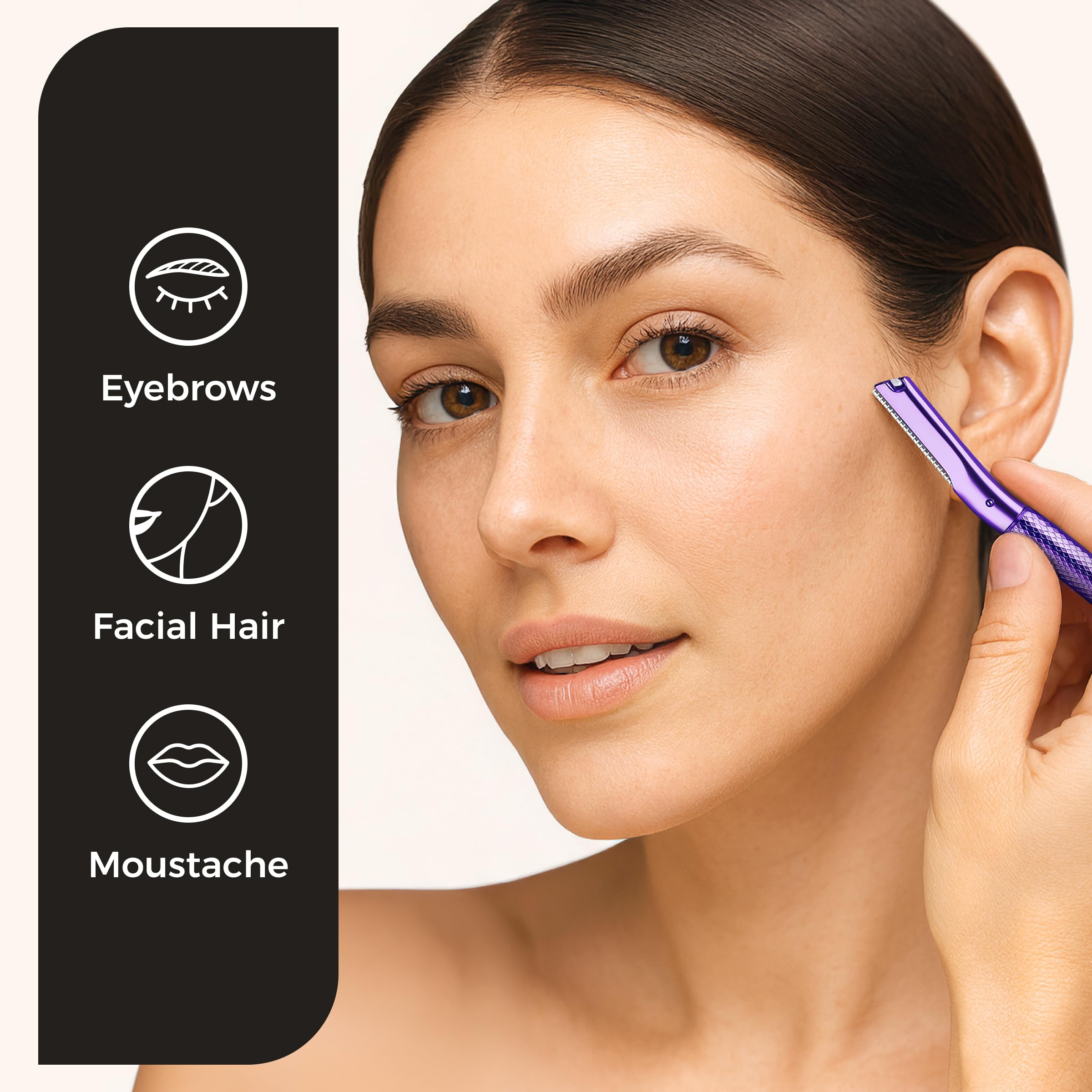 ZOMCHI eyebrow razor blade assembly highlights six blades for precise trimming.