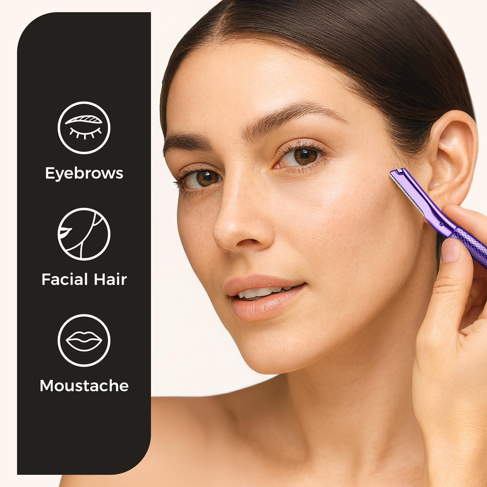 ZOMCHI eyebrow razor blade assembly highlights six blades for precise trimming.