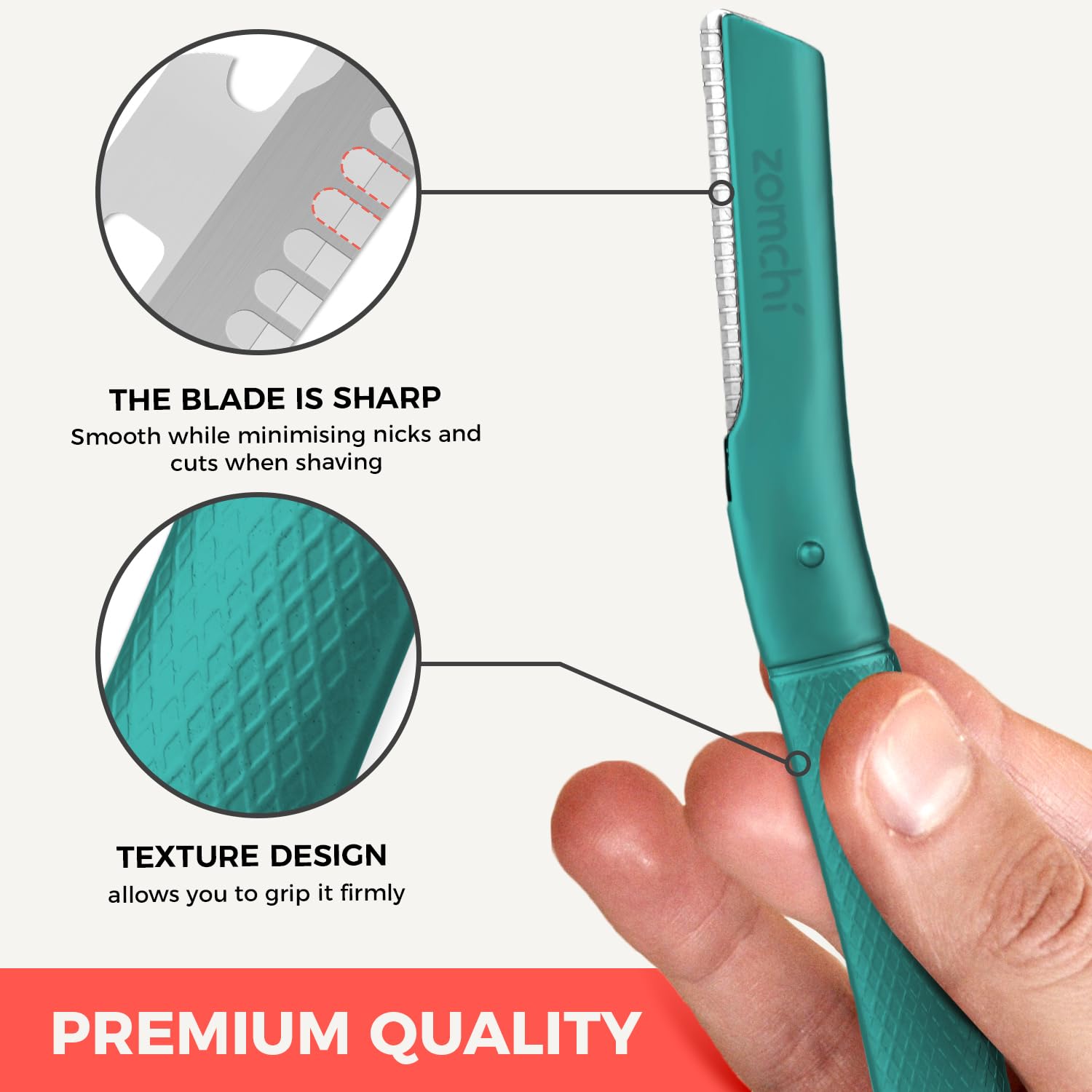ZOMCHI Facial razor with protective cover for safe storage and travel