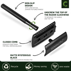 ZOMCHI blades 5-pack wrapped safely, signaling long-lasting sharpness for multiple shaves.