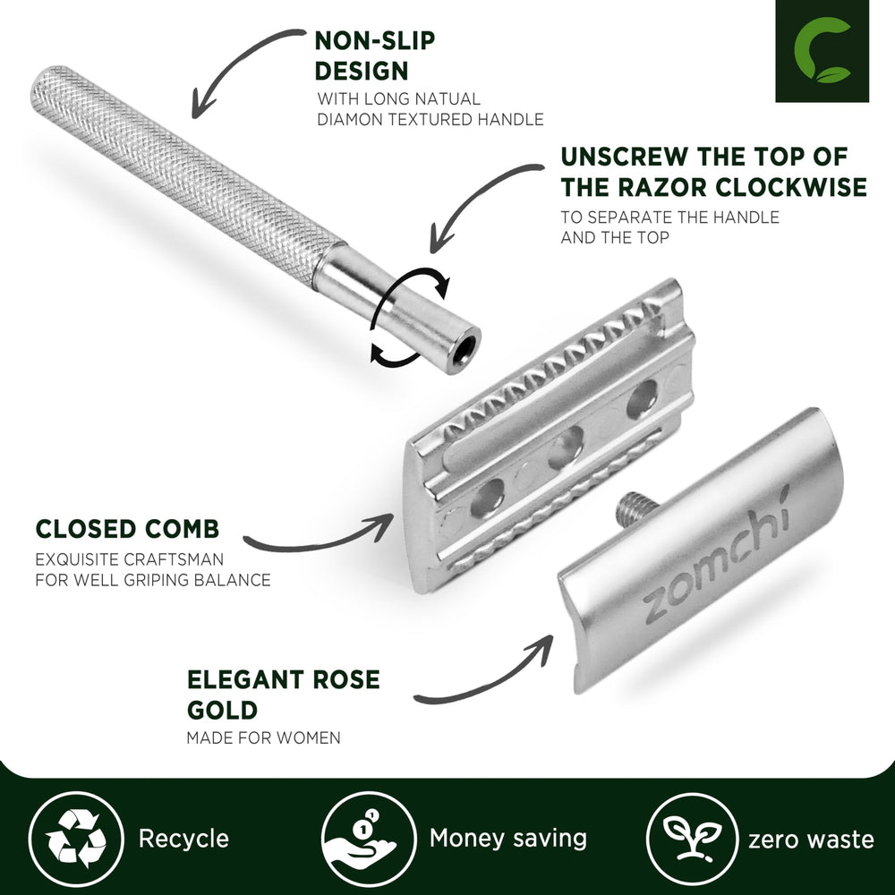 ZOMCHI razor blades five-pack for long-lasting sharp shaves.