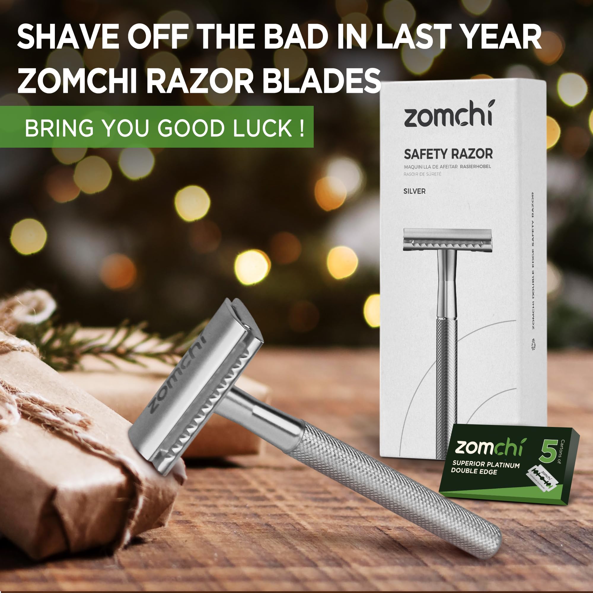 ZOMCHI safety razor in use delivering smooth glide and comfortable shave.