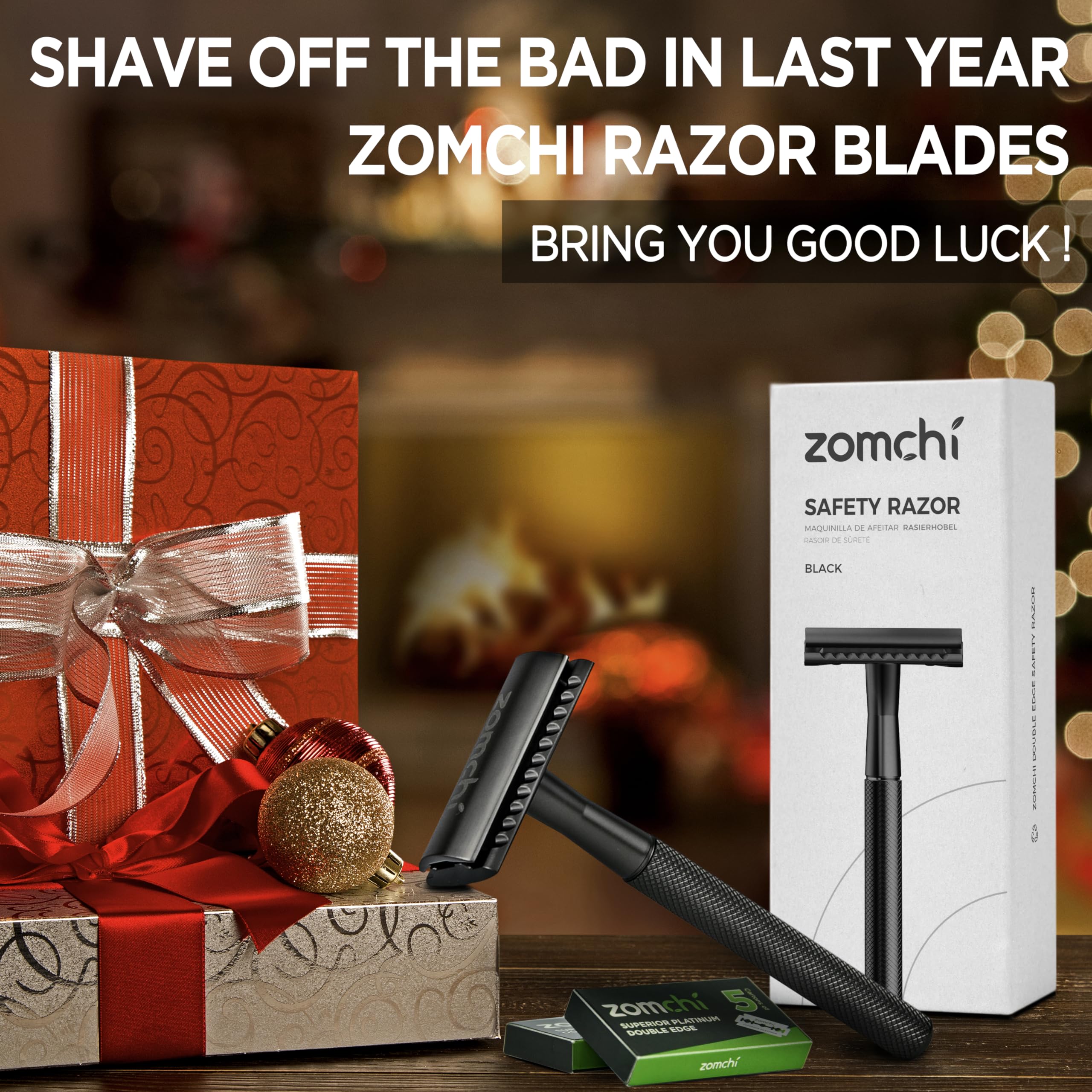 ZOMCHI safety razor with replaceable blades enables cost-effective long-term use.