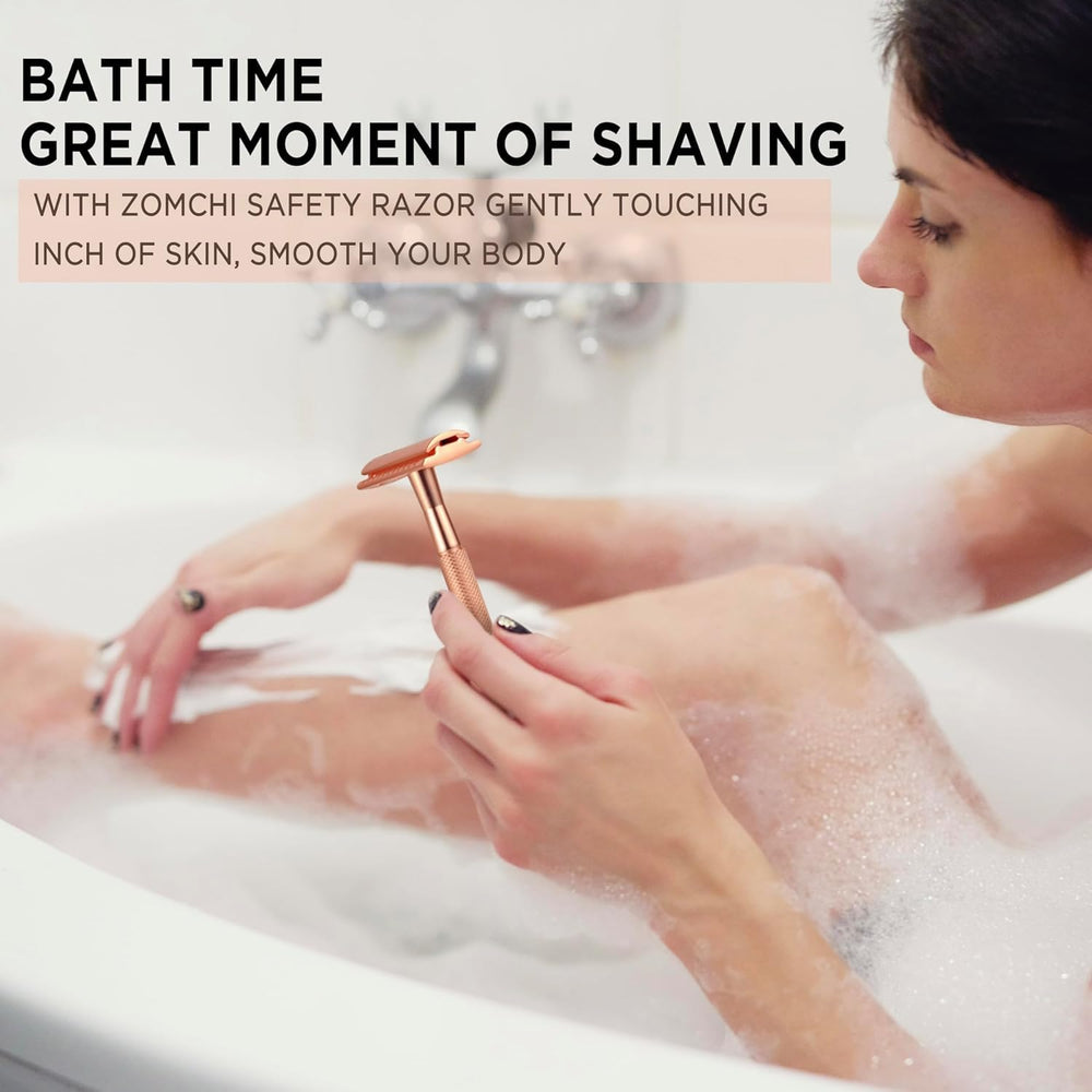 ZOMCHI reusable safety razor with replaceable blades enables long-term savings.