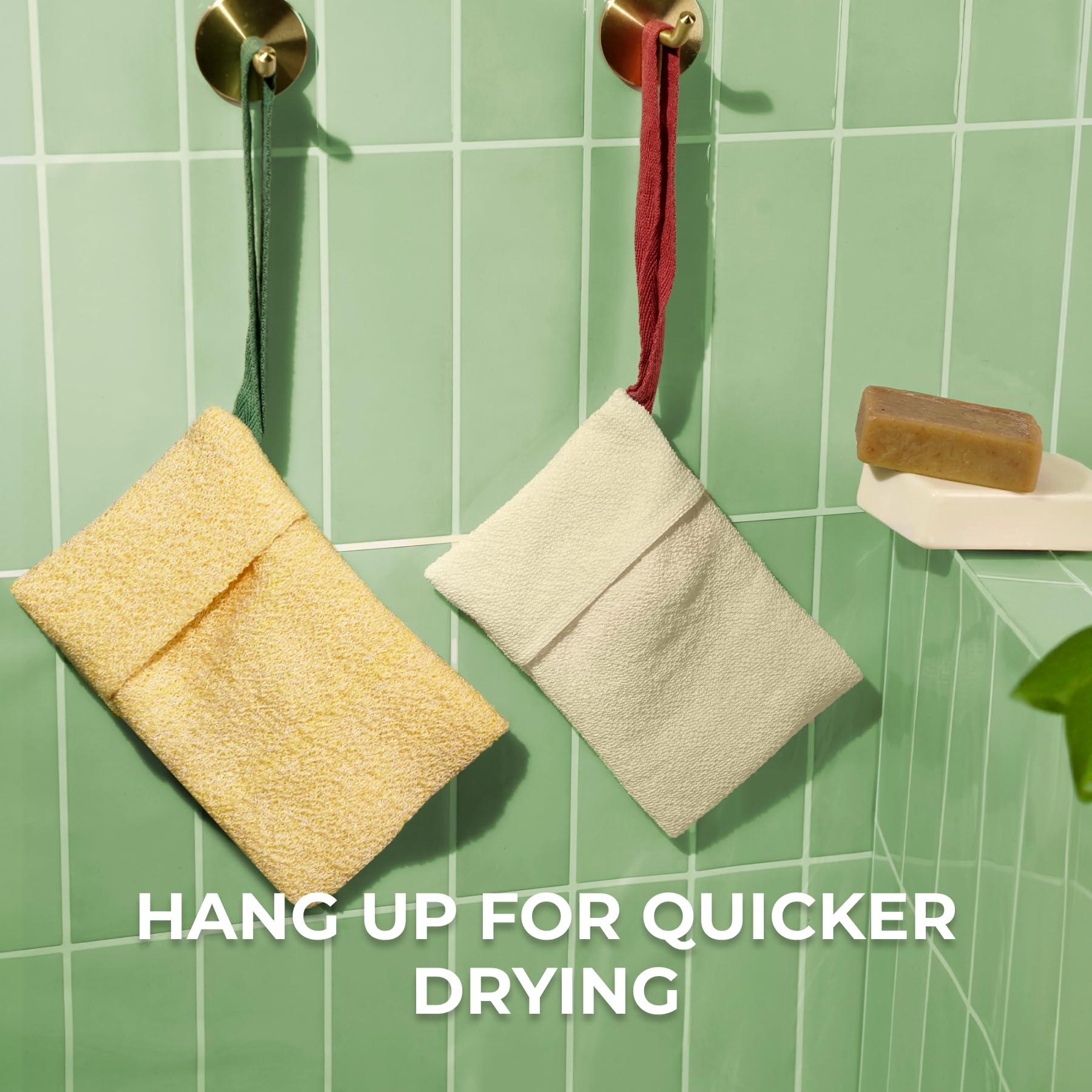 ZOMCHI yellow set keeps bathroom organized and reduces soap waste.