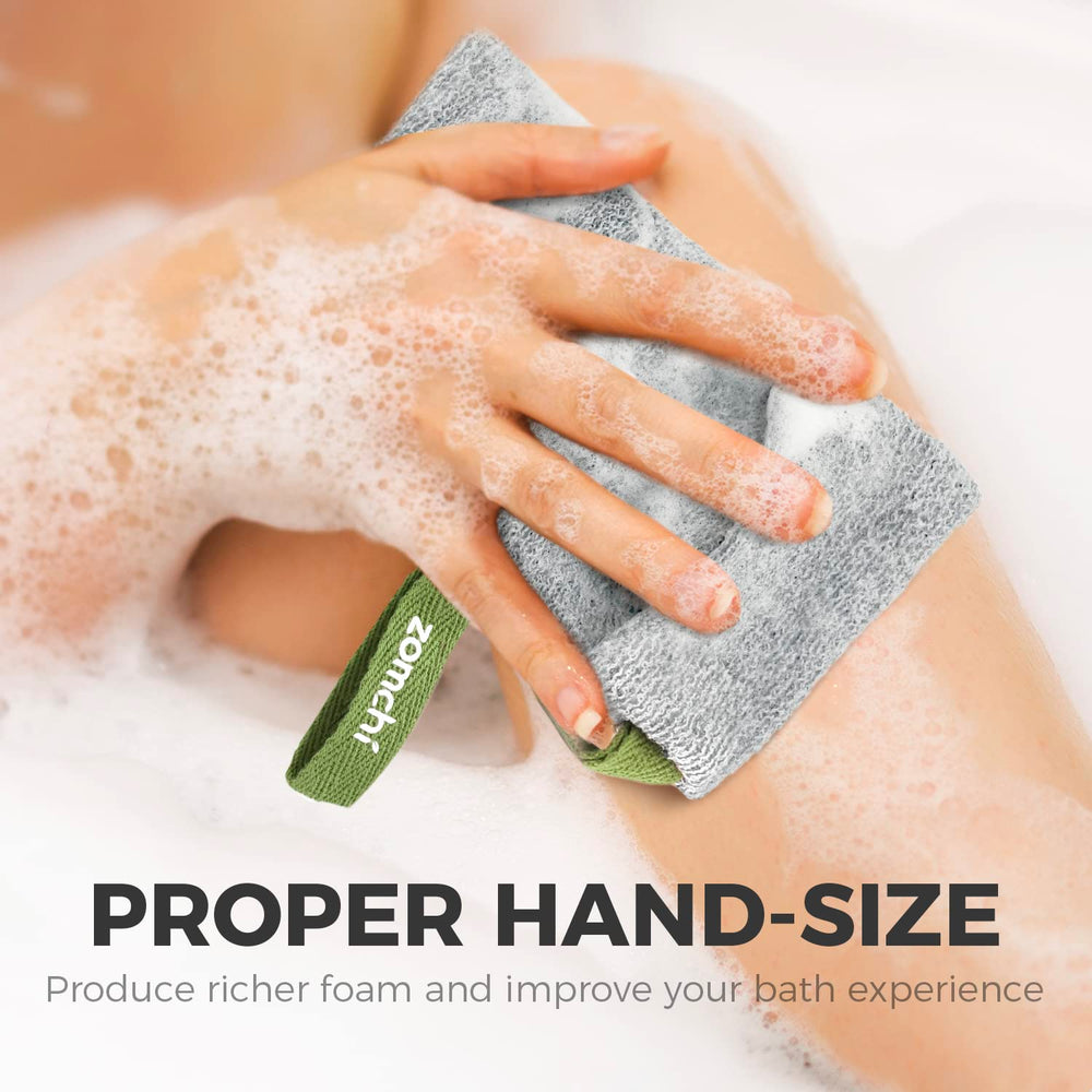 ZOMCHI soap bags foam action demonstrates fast lather for easy cleansing.