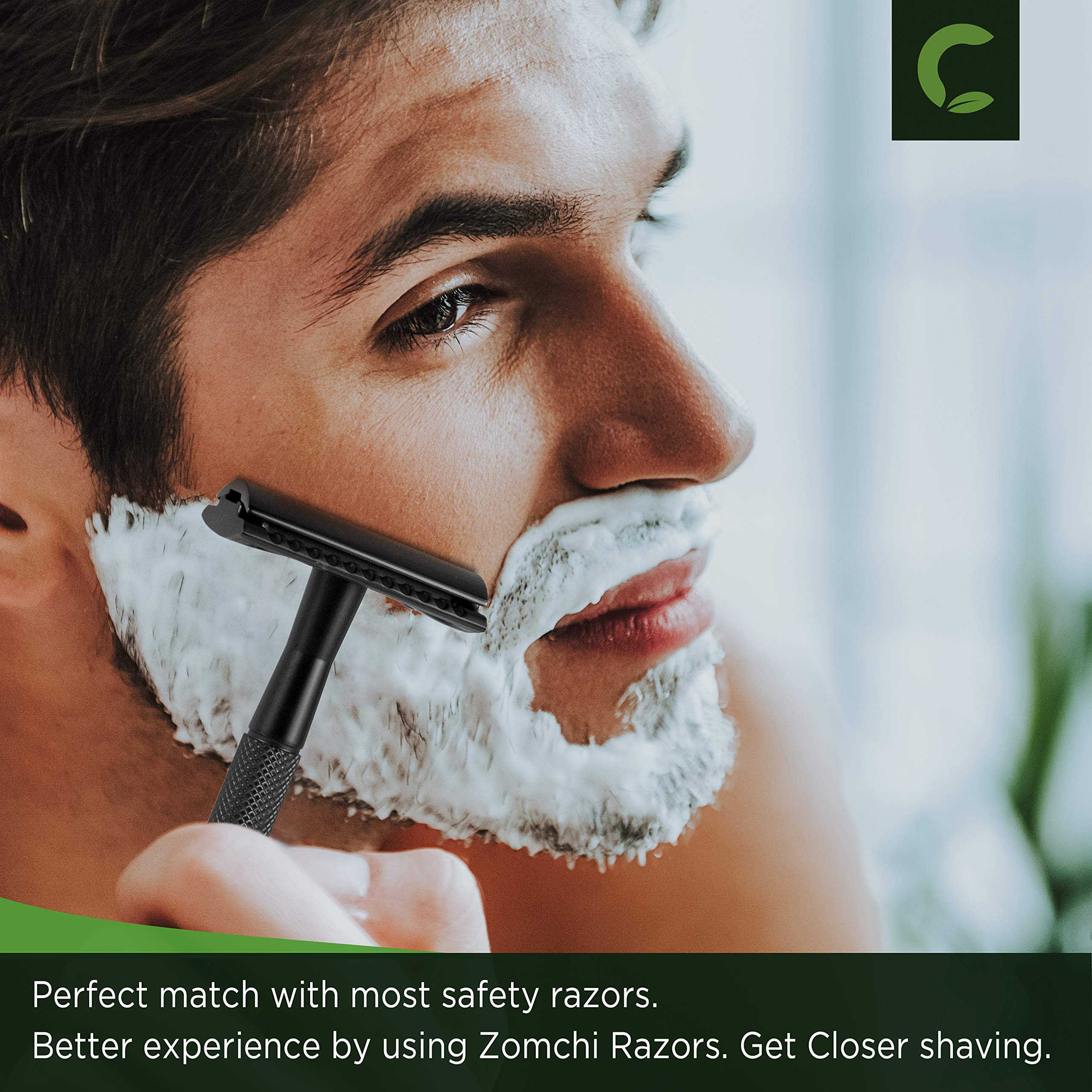 ZOMCHI zero-waste shaving setup emphasizing sustainability and plastic-free routine.