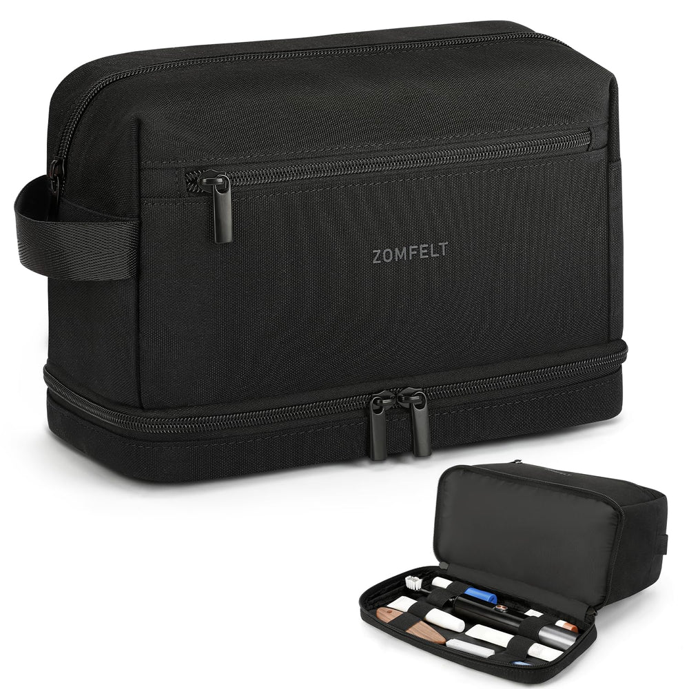 ZOMFELT Toiletry Bag dual layers keeps grooming tools organized on the go.