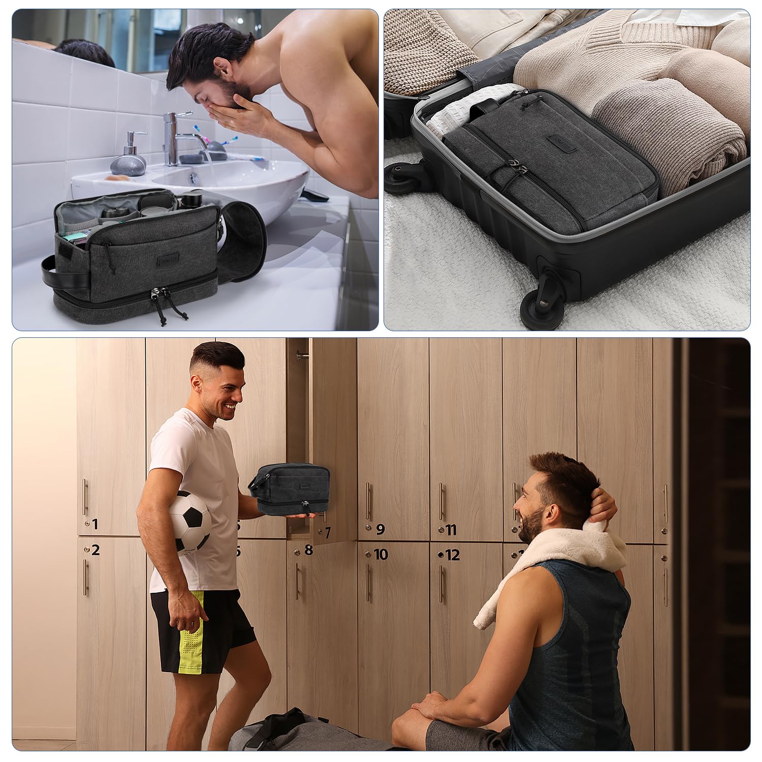 ZOMFELT versatile bag suits home, travel, gym, and shaving kits.