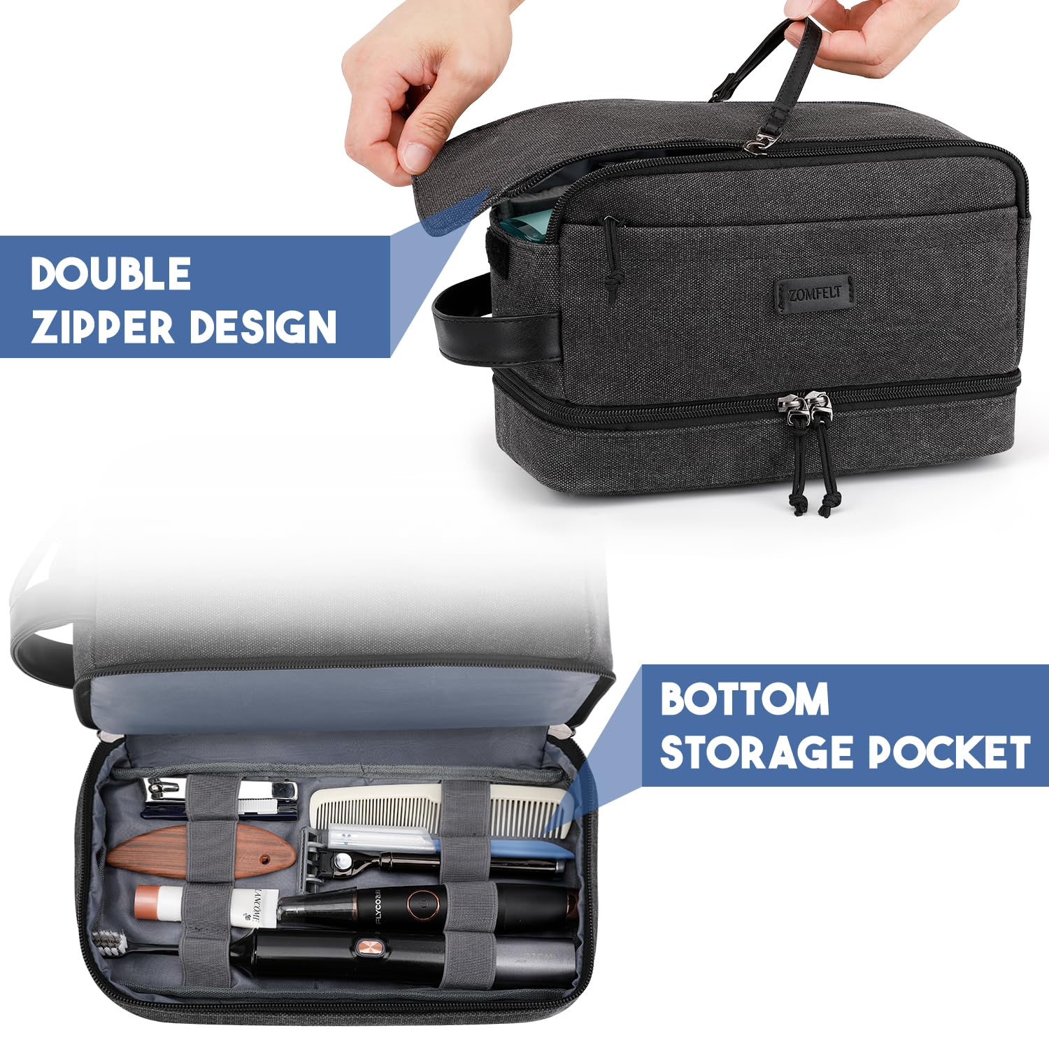 ZOMFELT water-resistant canvas bag cleans easily after travel or spills.