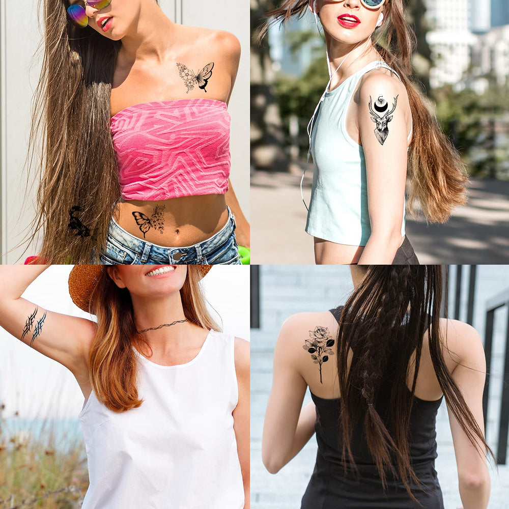 Zomme waterproof glitter tattoos resist water for long-lasting body art.