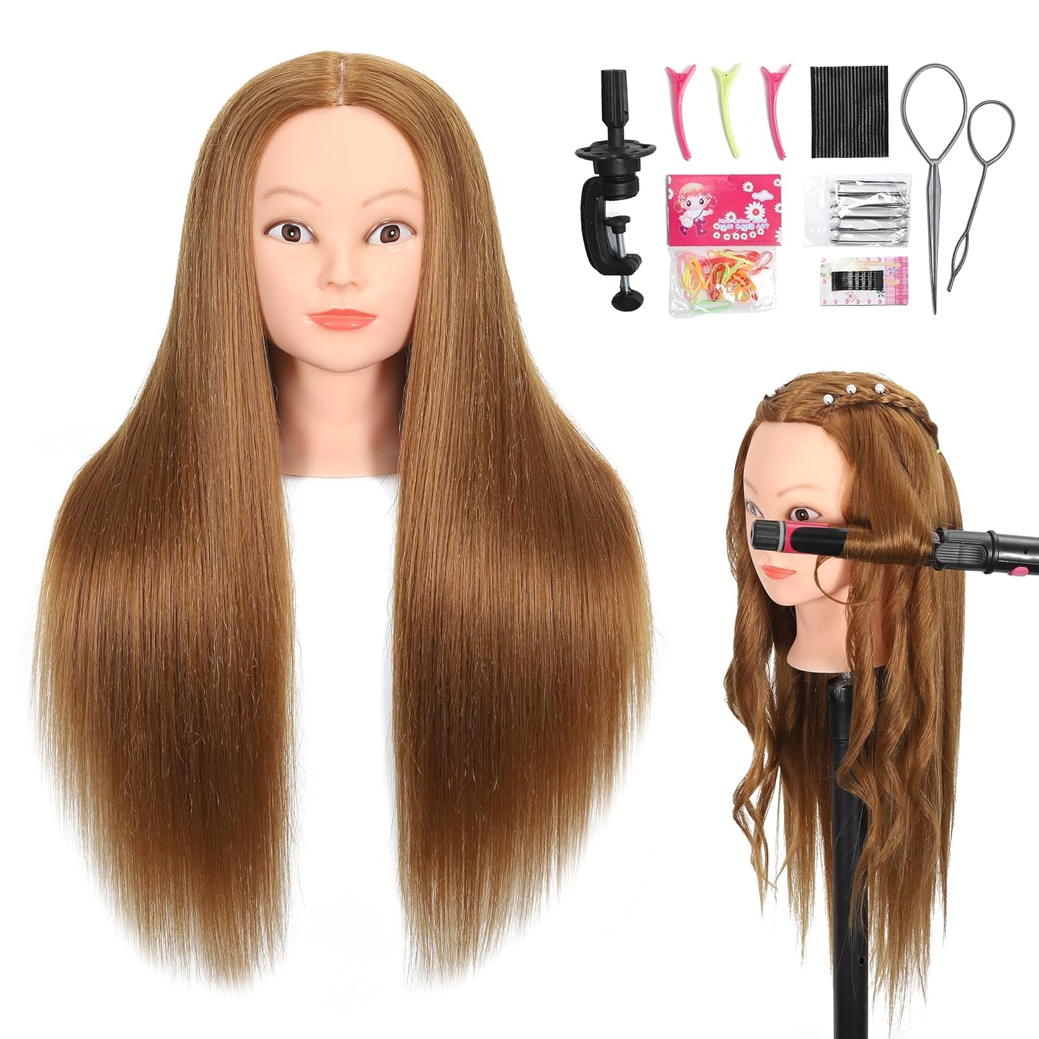 ZOMOI mannequin head with 80% real human hair enables authentic styling practice.