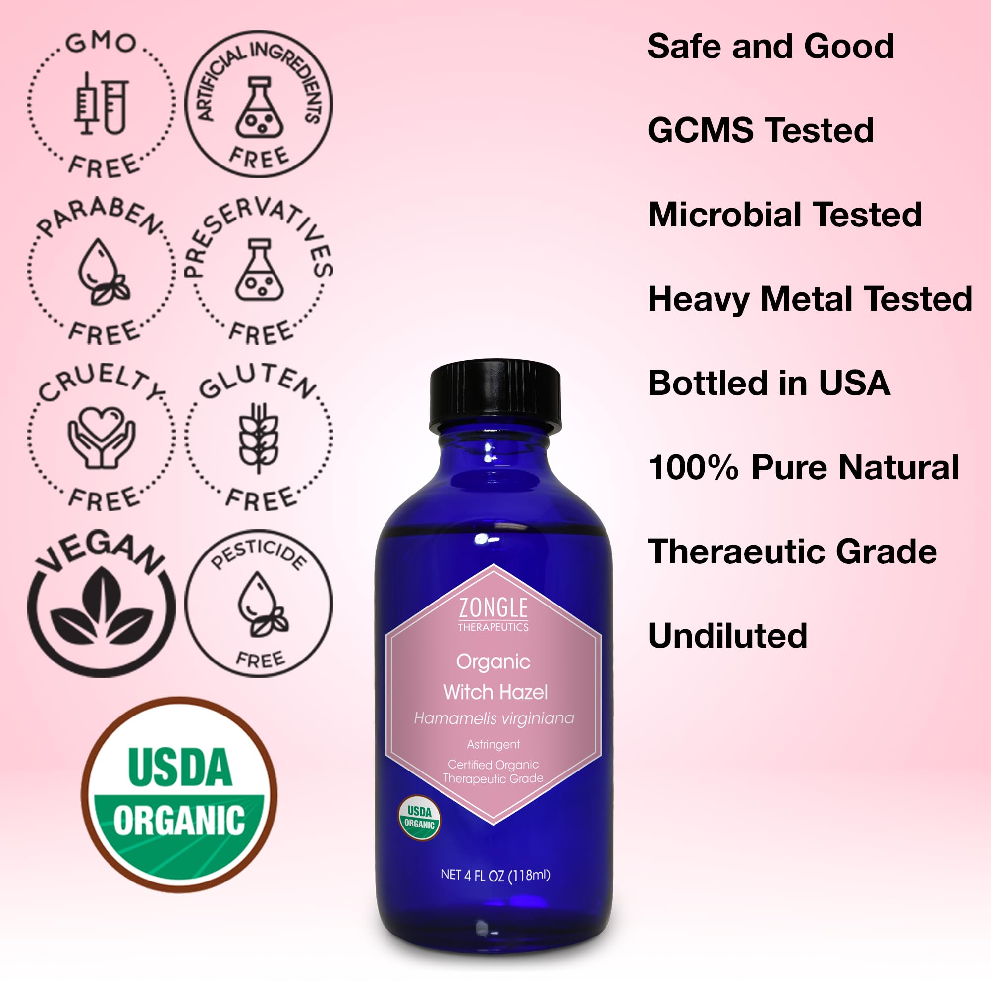Zongle Therapeutics glass bottle 4oz – premium packaging preserves purity
