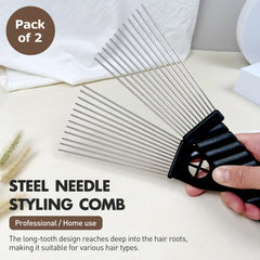 Zoolinn Metal Afro Comb large-teeth close-up showing rust-resistant durability for daily use