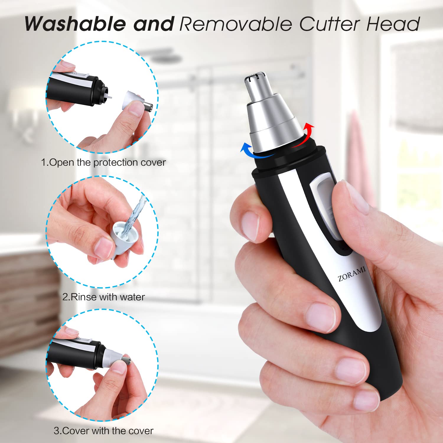 ZORAMI 360-degree rotating blades for smooth, precise trimming.