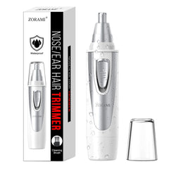 ZORAMI ear-nose-hair-trimmer white front view for precise at-home grooming.