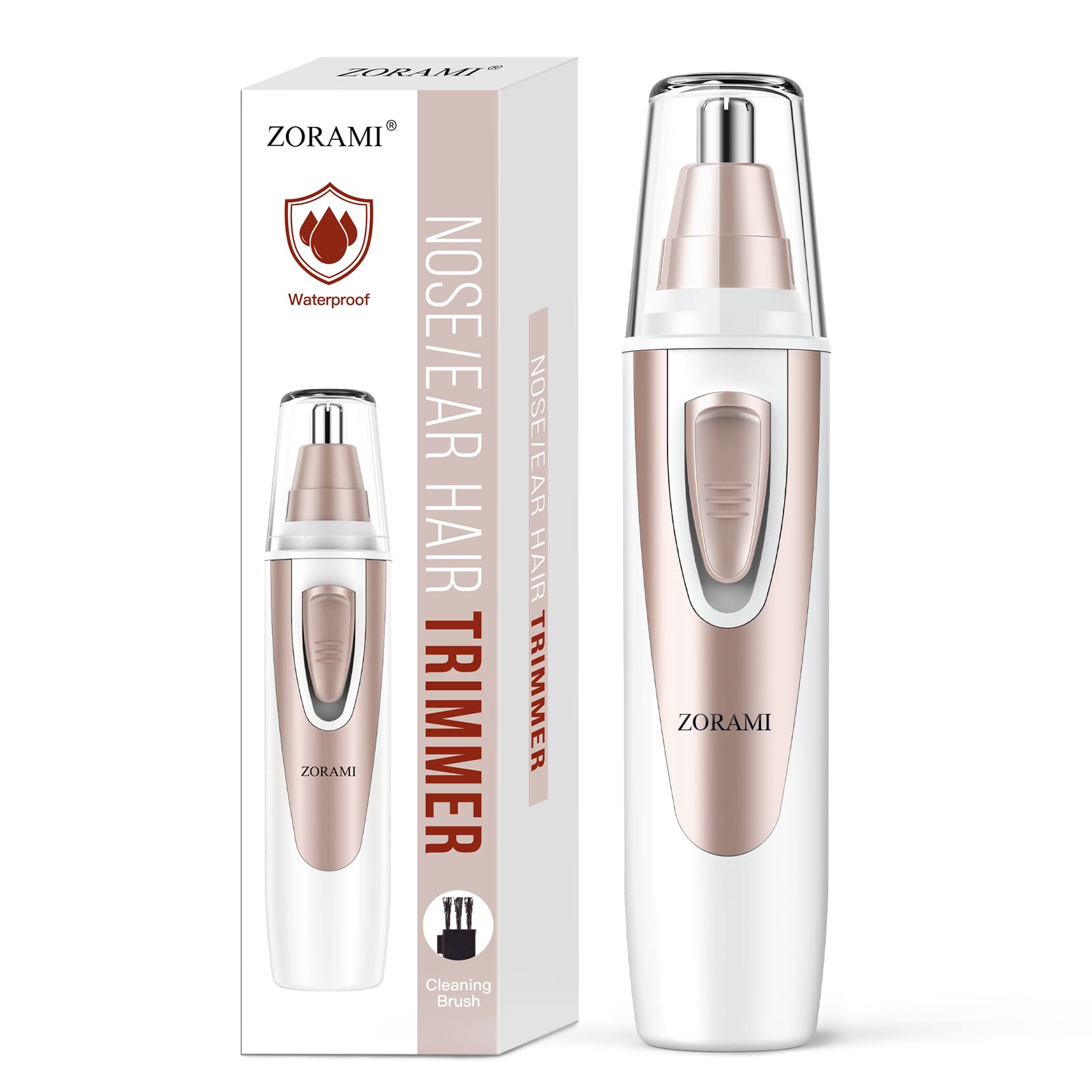 ZORAMI ear and nose trimmer front view with dual-edge blades for precise trimming.