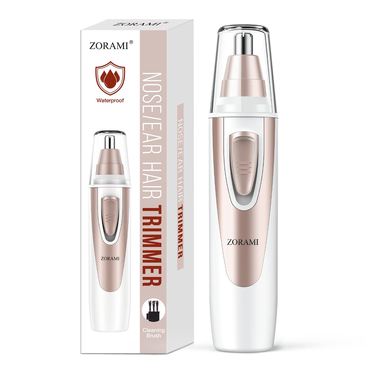 ZORAMI ear and nose trimmer front view with dual-edge blades for precise trimming.