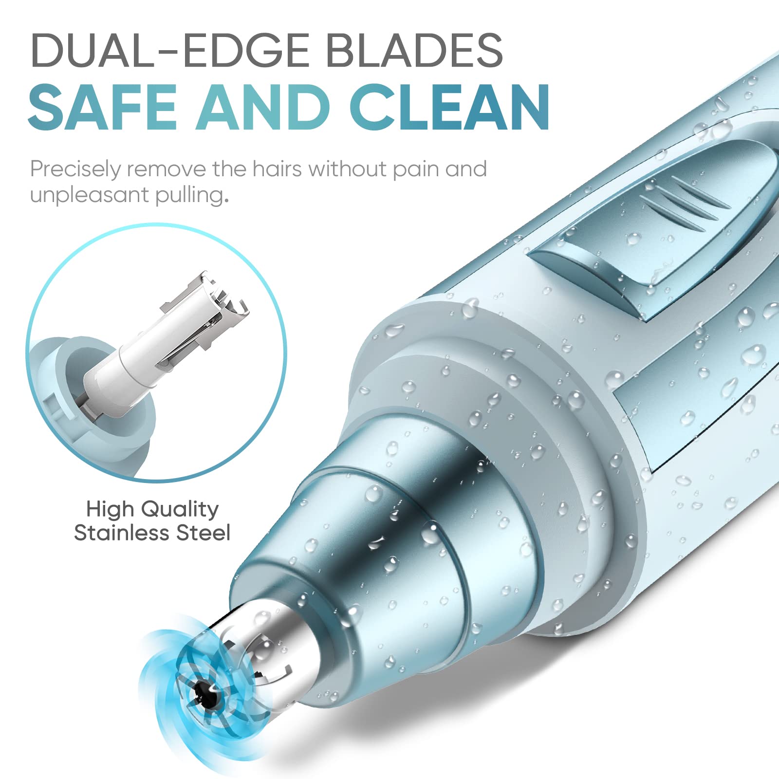 ZORAMI trimmer IPX7 waterproof build shown for easy cleaning and shower-safe grooming.