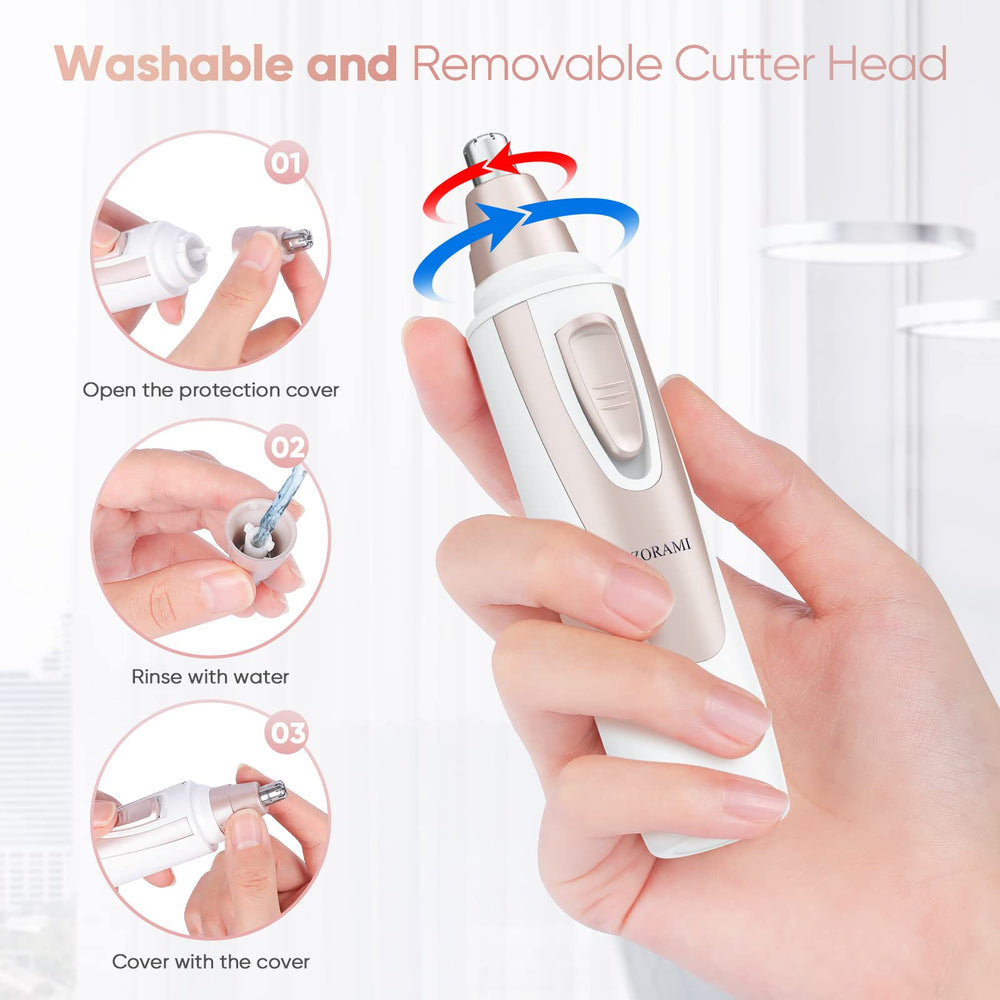 ZORAMI whisper-quiet operation makes grooming discreet and comfortable anywhere.