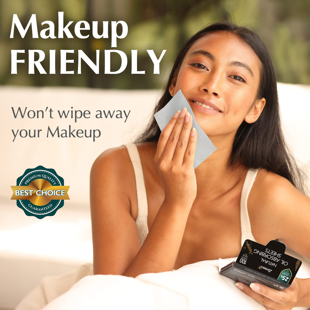 Makeup-friendly blotting sheet removes shine without disturbing makeup