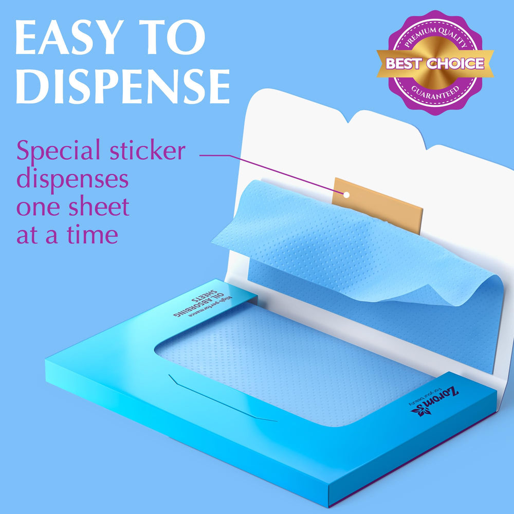 Zorom's blotting sheets absorb oil mid-day without disturbing makeup