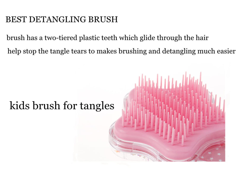 Zou.Rena brush close-up shows two-tier teeth for smooth detangling.