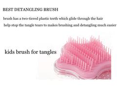 Zou.Rena brush close-up shows two-tier teeth for smooth detangling.