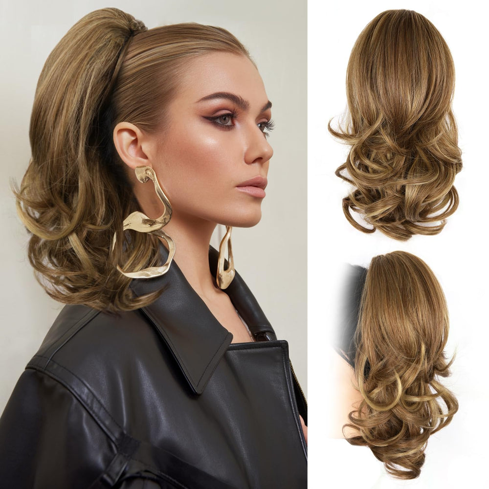 ZQIAN BEAUTY 14in ponytail extension top-clip for quick, fuller hairstyle.