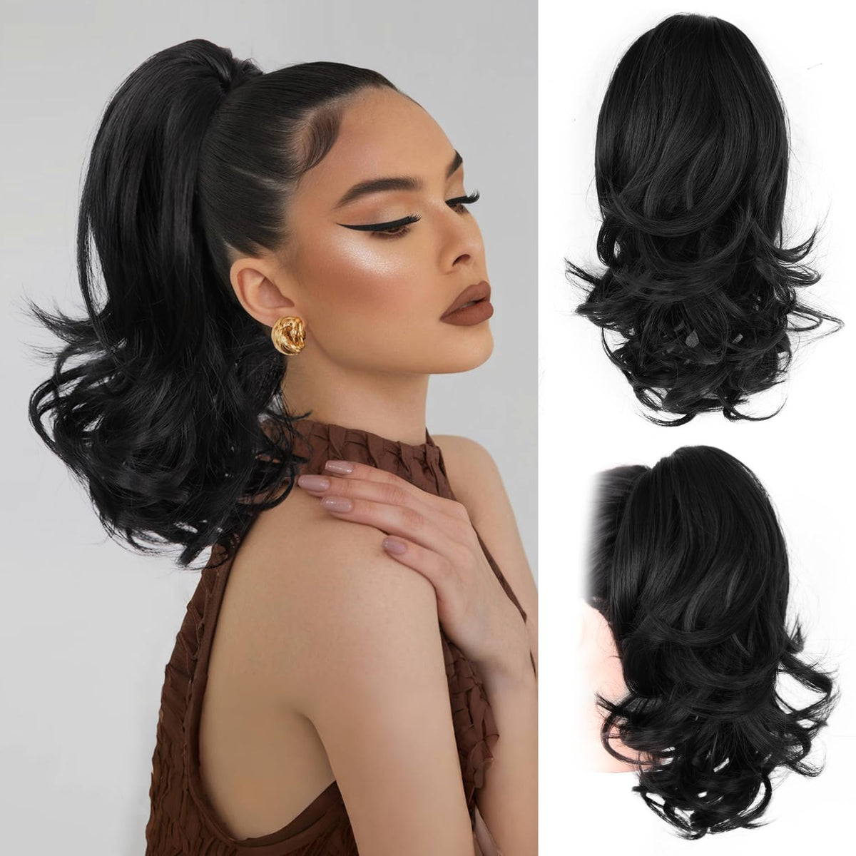 ZQIAN BEAUTY 14-inch black ponytail extension for quick secure styling