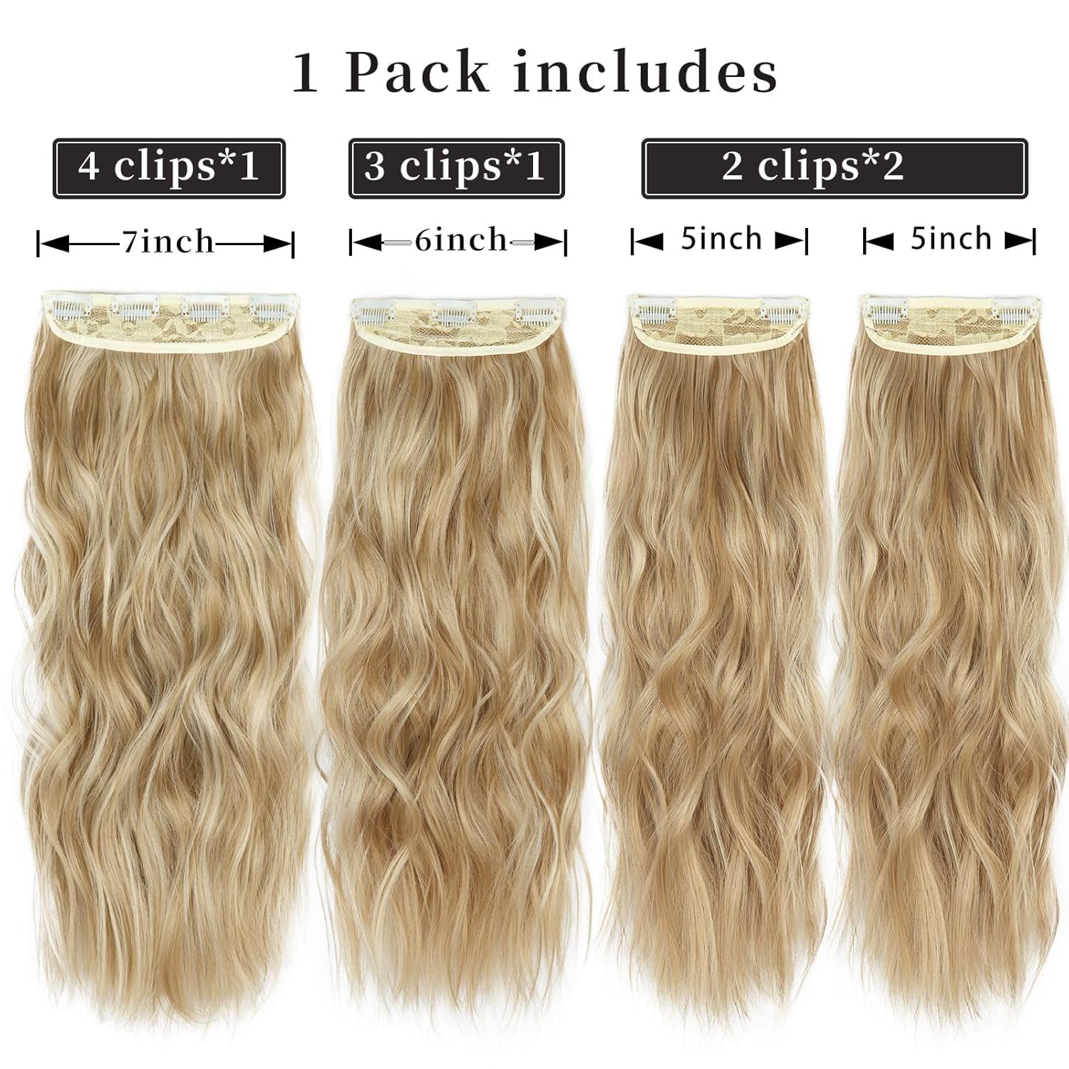 ZQIAN BEAUTY close-up of the weft with four clips for secure attachment