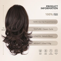 ZQIAN BEAUTY 14-inch curly ponytail in brown demonstrates instant volume and bounce.