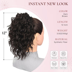 ZQIAN BEAUTY dark brown ponytail clip being applied for quick, secure style.