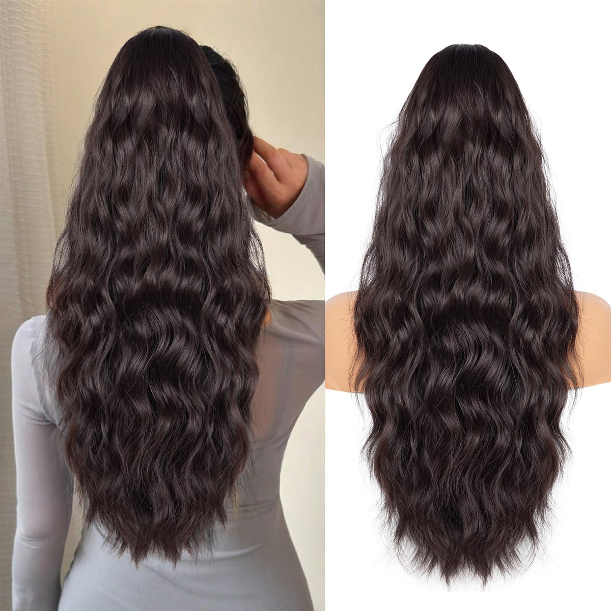 ZQIAN BEAUTY drawstring ponytail 26-inch long extension for added length and volume.