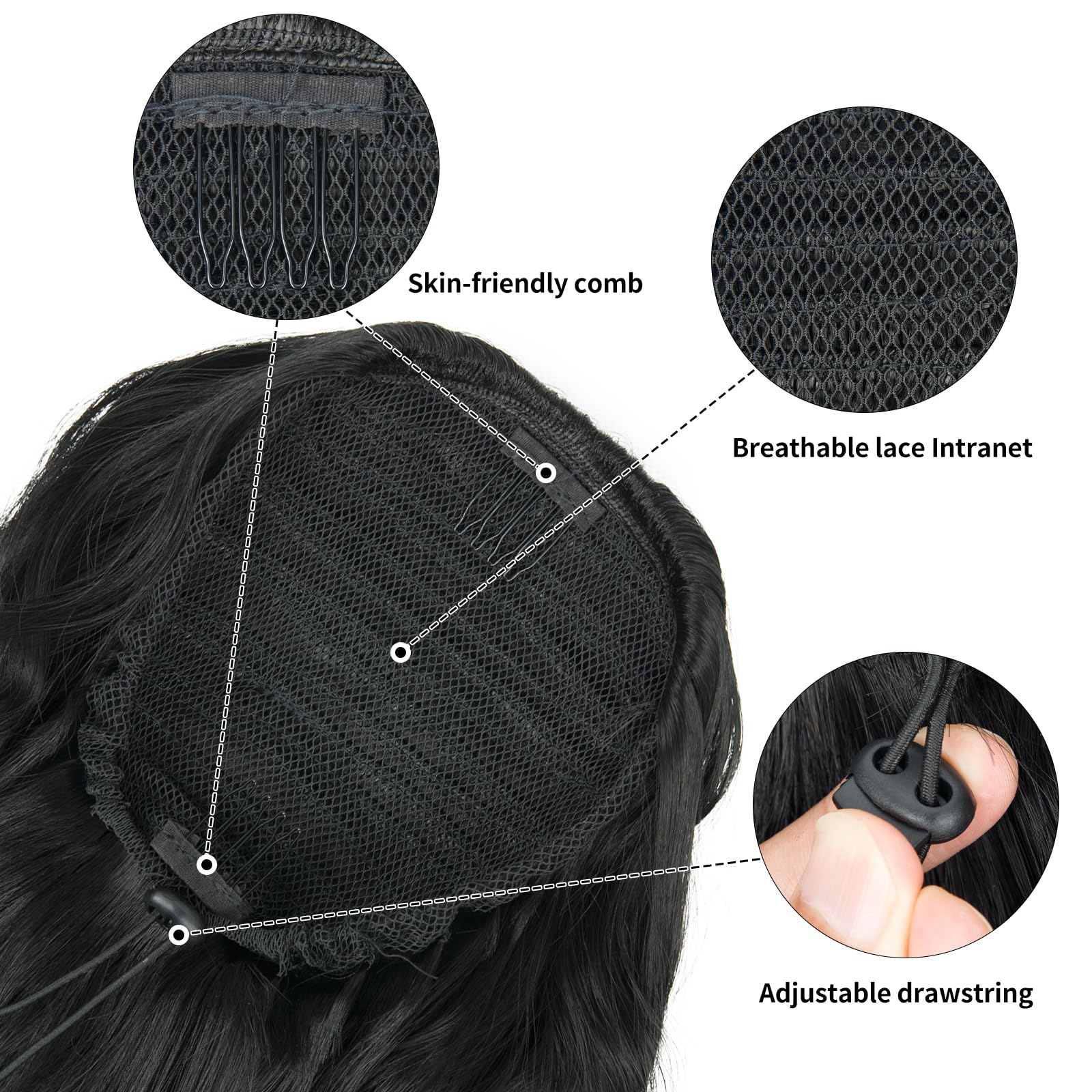 ZQIAN BEAUTY 26-inch ponytail close-up showing auburn luster blend.