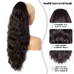 ZQIAN BEAUTY clip-in ponytail image highlighting secure drawstring attachment.